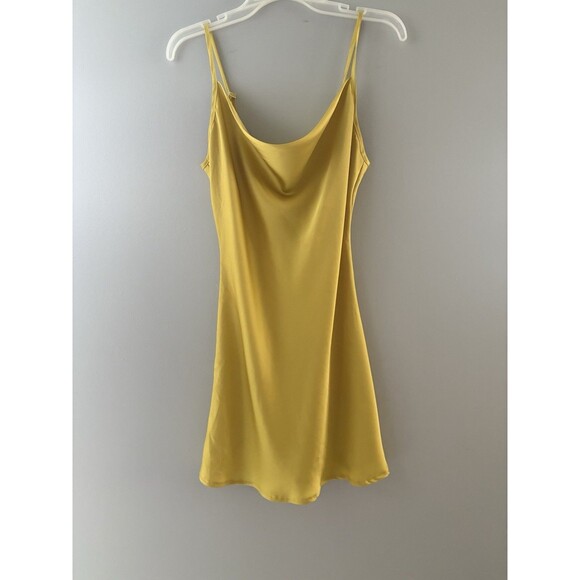Sbetro Slip Dress Size Small Gold Silky Spaghetti Strap Forest Fairy Whimsigoth - Picture 13 of 14